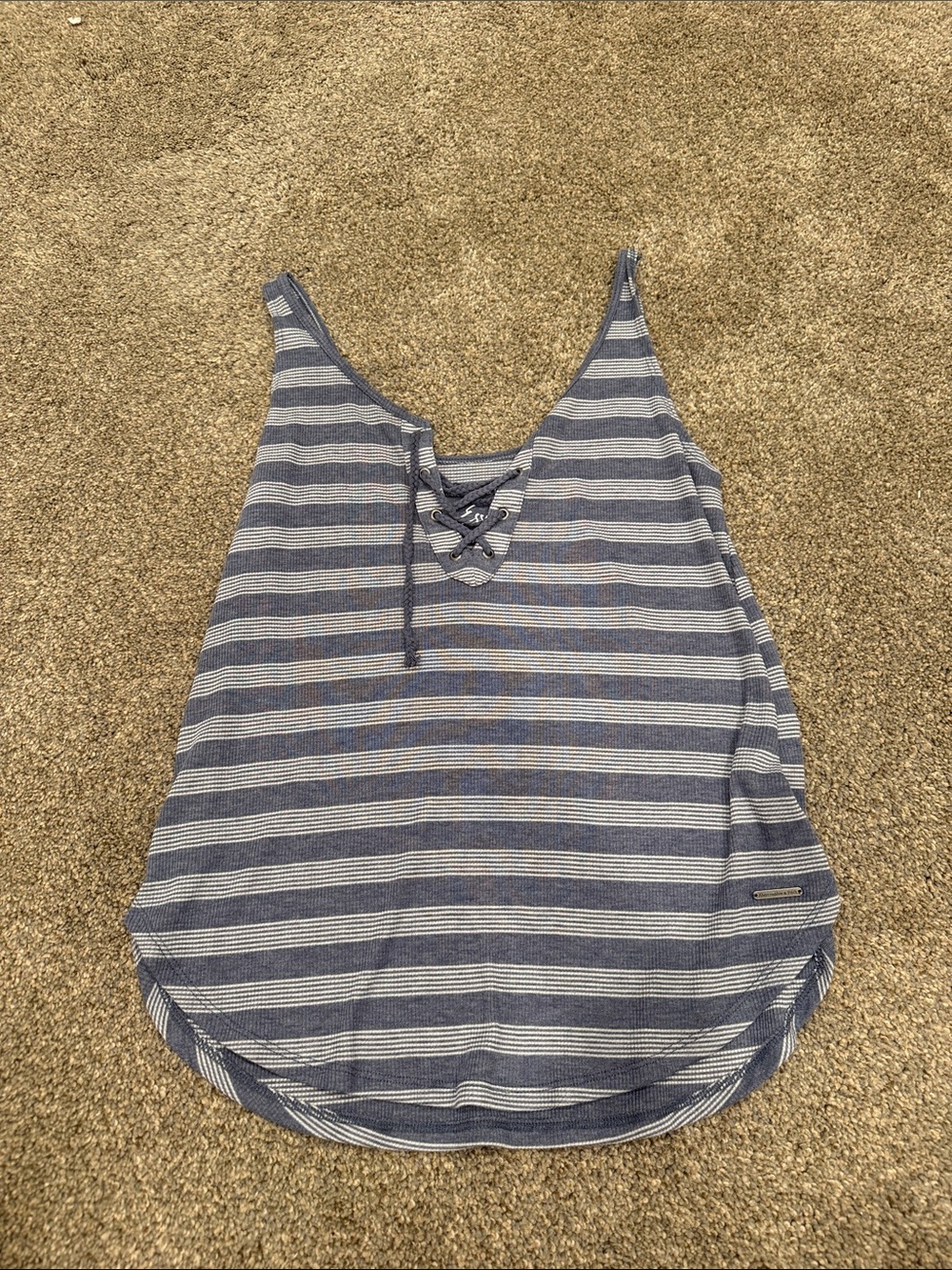 Abercrombie & Fitch Blue and White Striped Lace-Up Tank